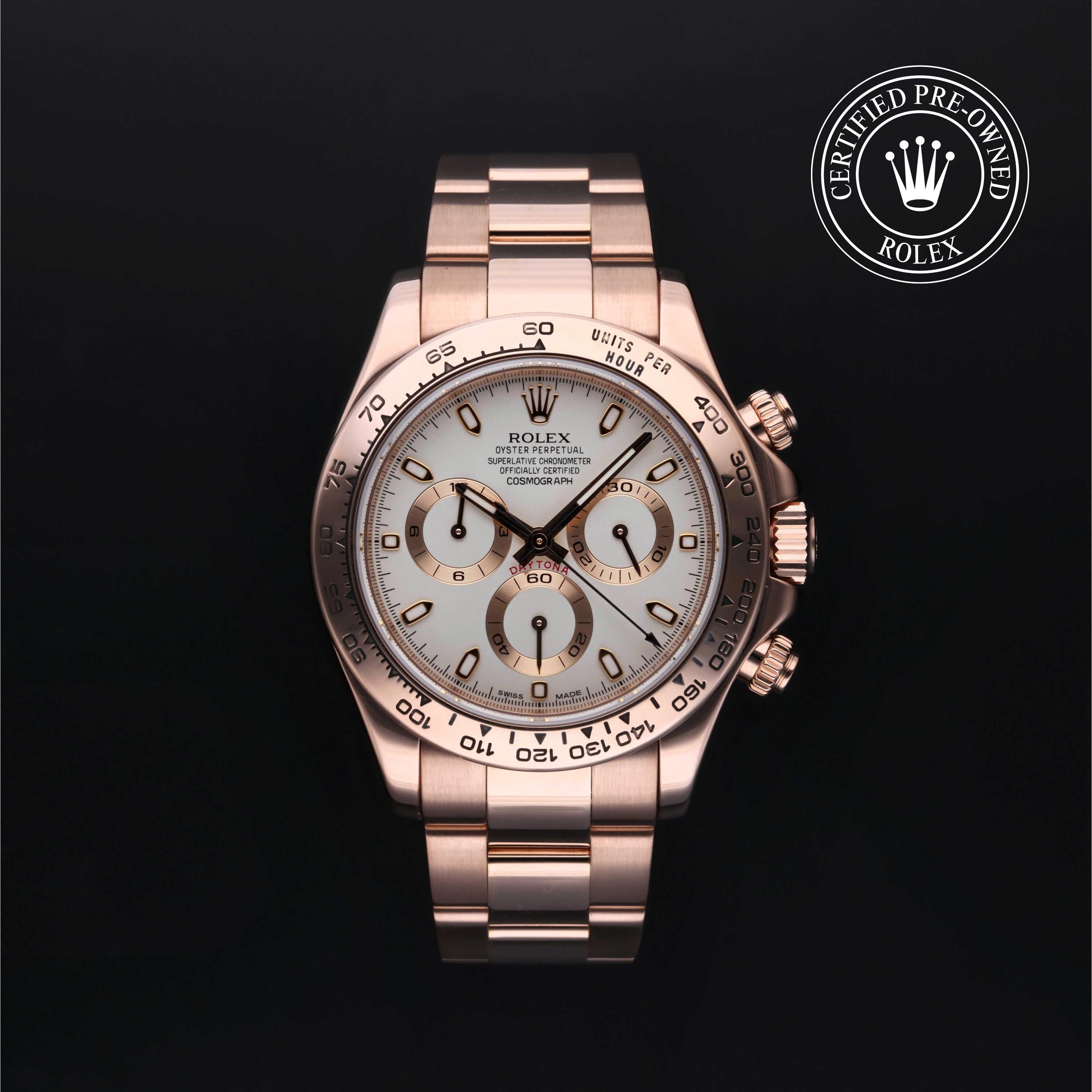 Rolex Certified Pre-owned Daytona M116505-0005 front on black background