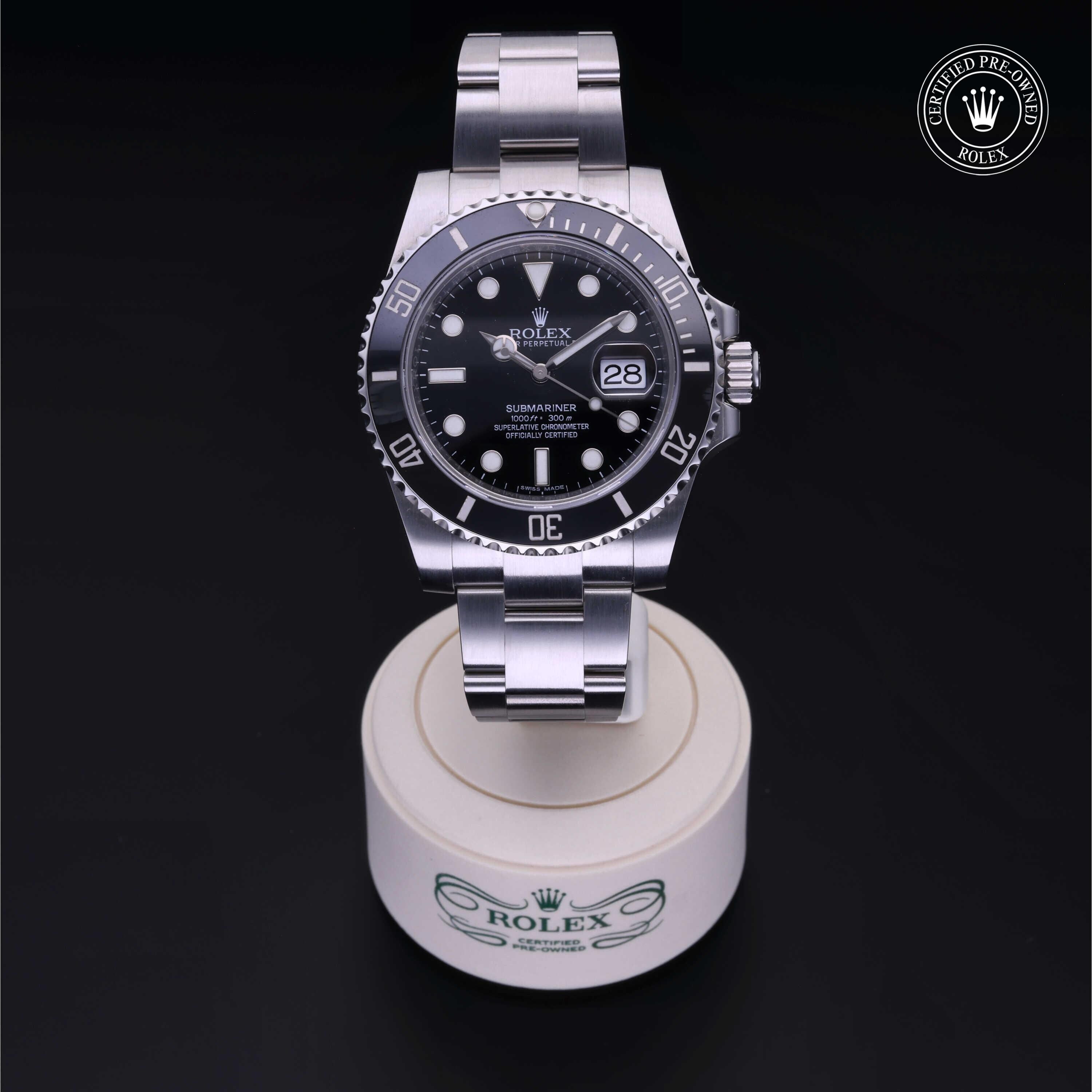 Rolex CPO Submariner M116610LN front on white background