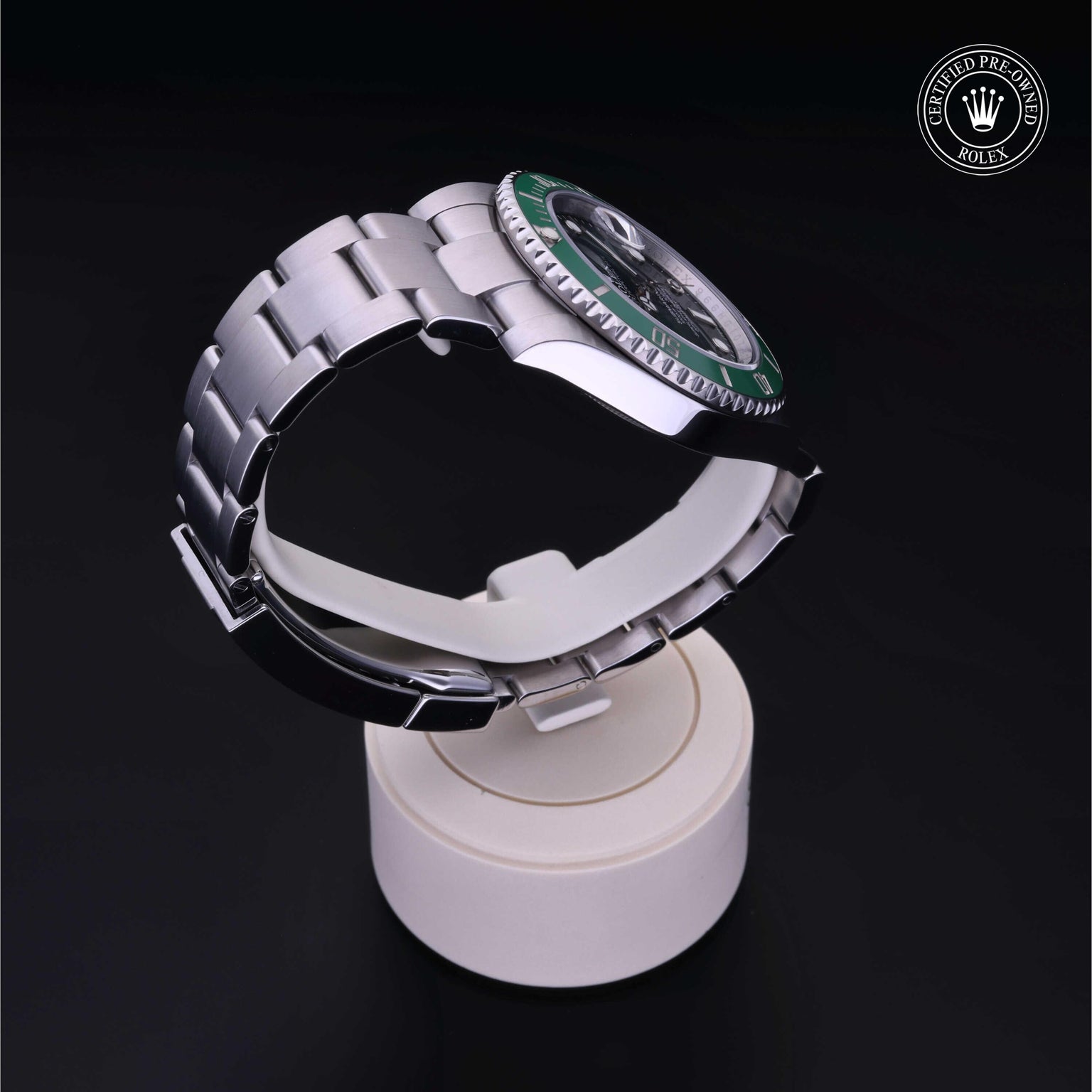 Rolex Certified Pre-owned Submariner M116610LV-0002 front on black background
