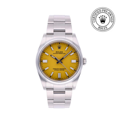 Rolex CPO Oyster Perpetual M126000 front on white background