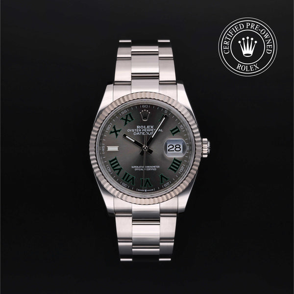 Rolex Certified Pre-owned Datejust M126234-0046 front on black background