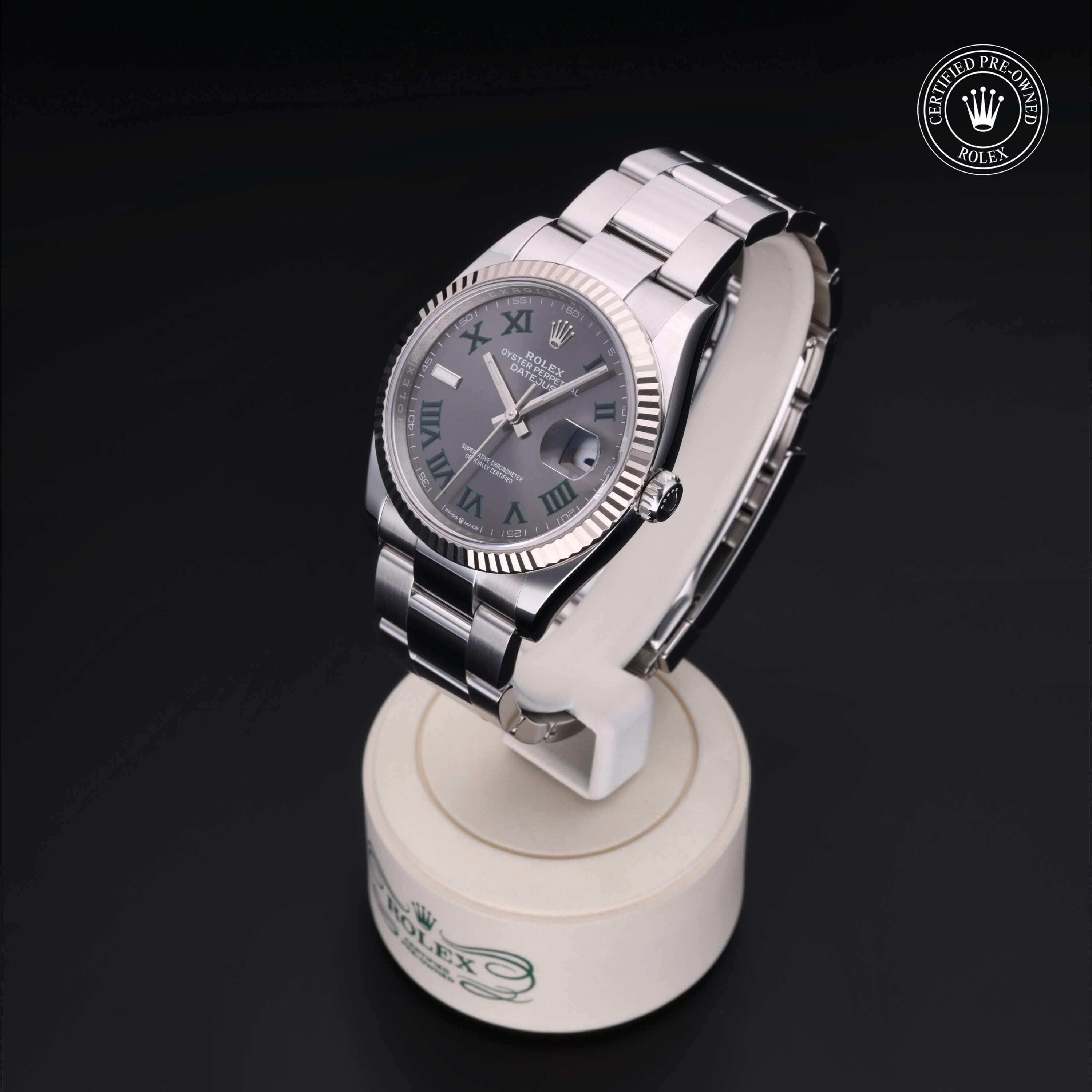 Rolex Certified Pre-owned Datejust M126234-0046 front on black background
