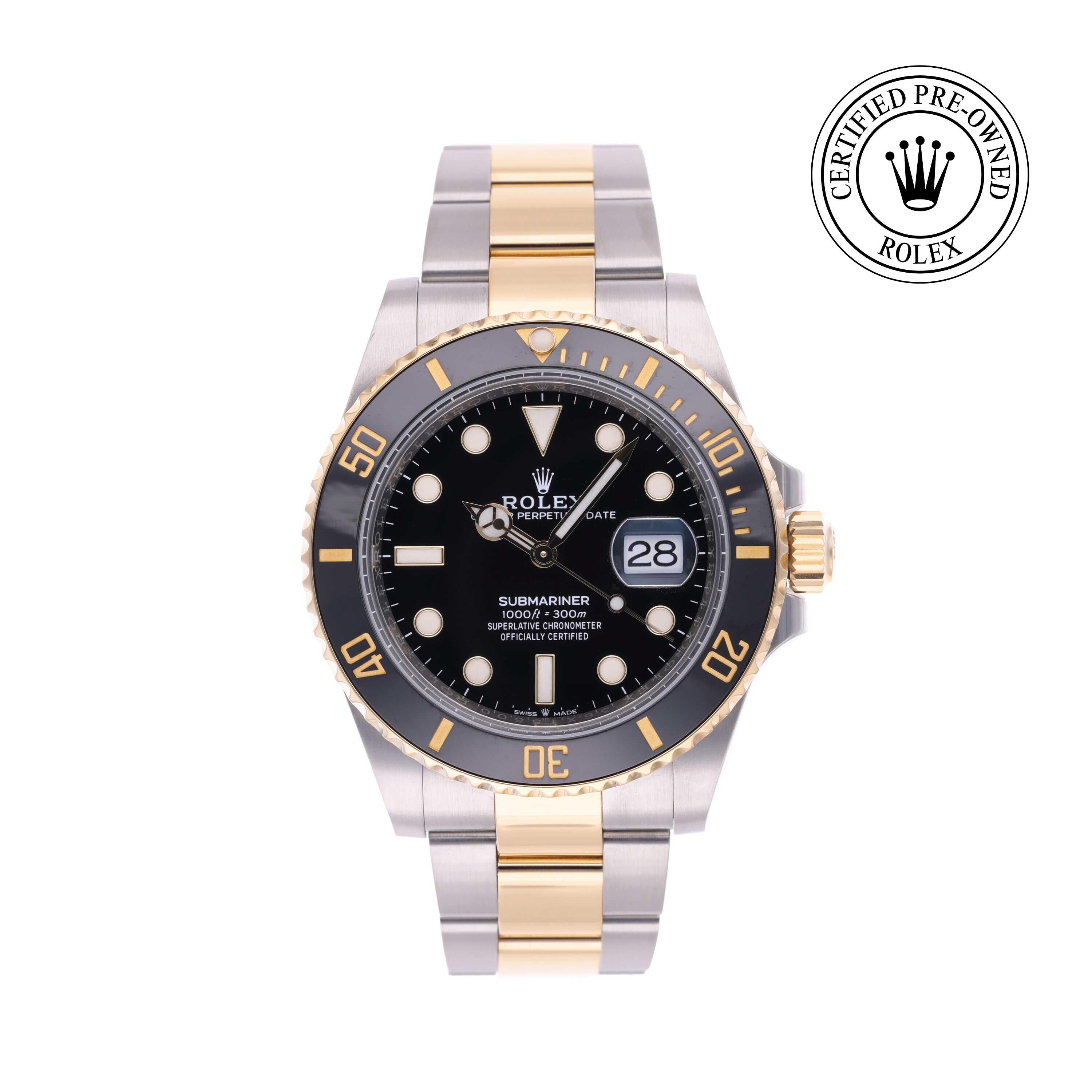 Rolex Certified Pre-owned Submariner M126613LN-0002 front on white background