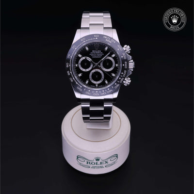Rolex Certified Pre-owned Daytona M116500LN-0002 front on black background