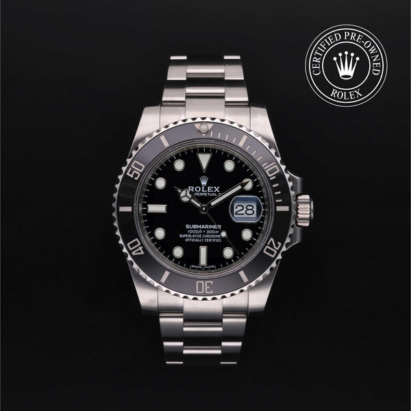 Rolex Certified Pre-owned Submariner M116610LN-0001 front on black background