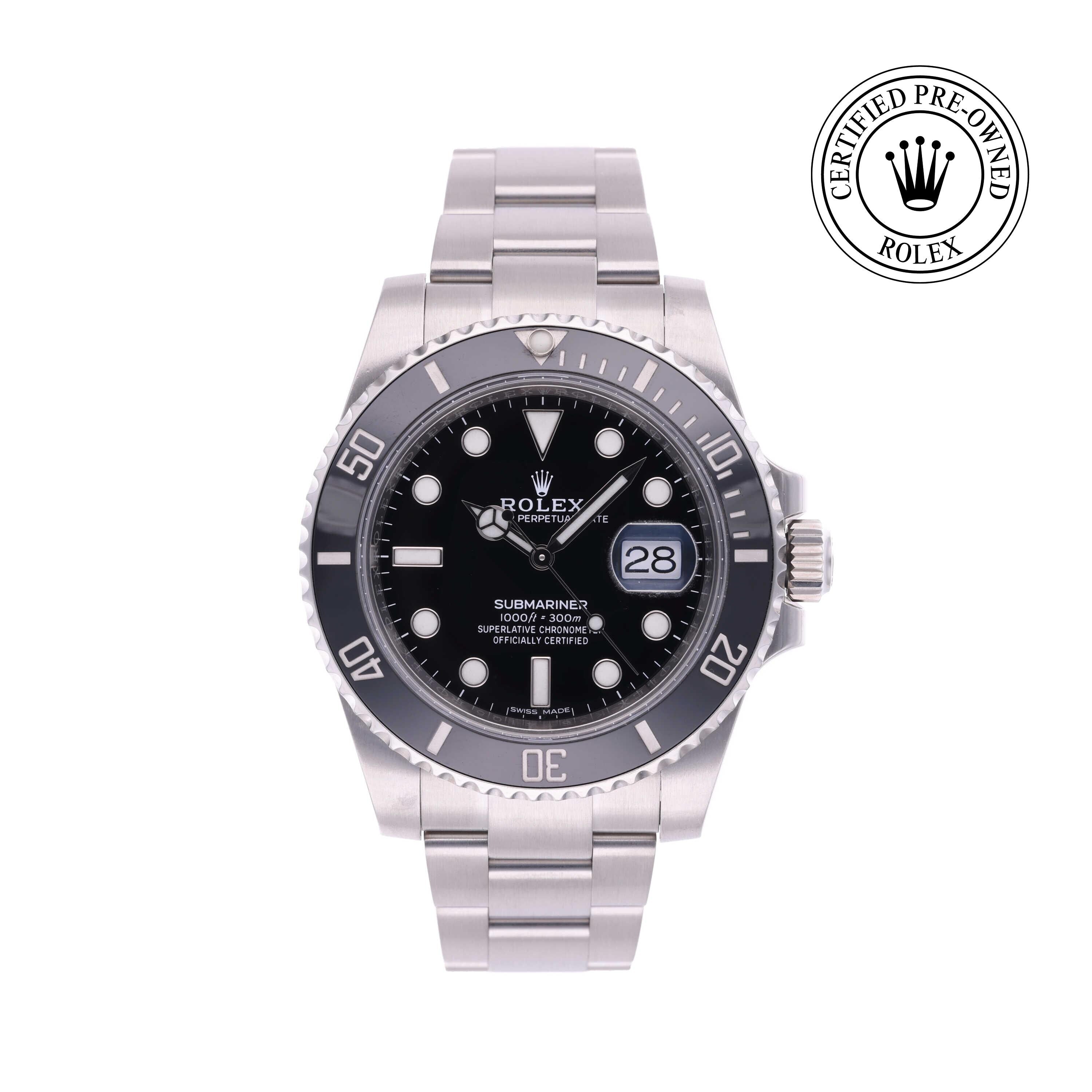 Rolex Certified Pre-owned Submariner M116610LN-0001 front on white background