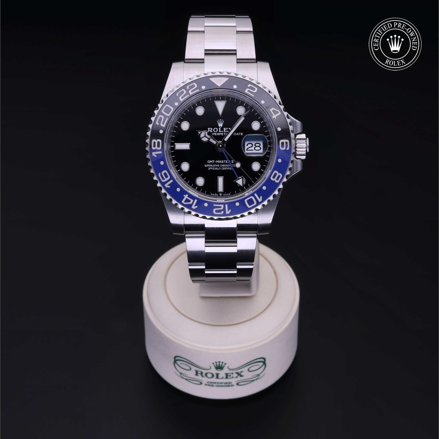 Rolex CPO GMT M126710BLNR front on white background