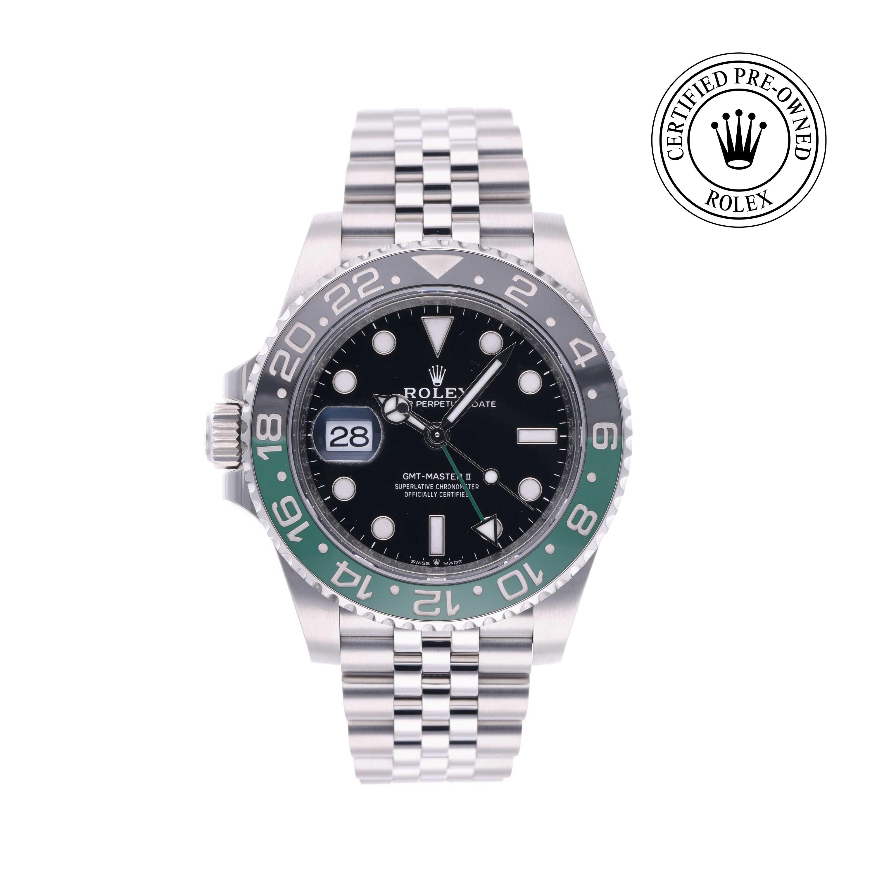 Rolex Certified Pre-owned GMT M126720VTNR-0002 front on white background