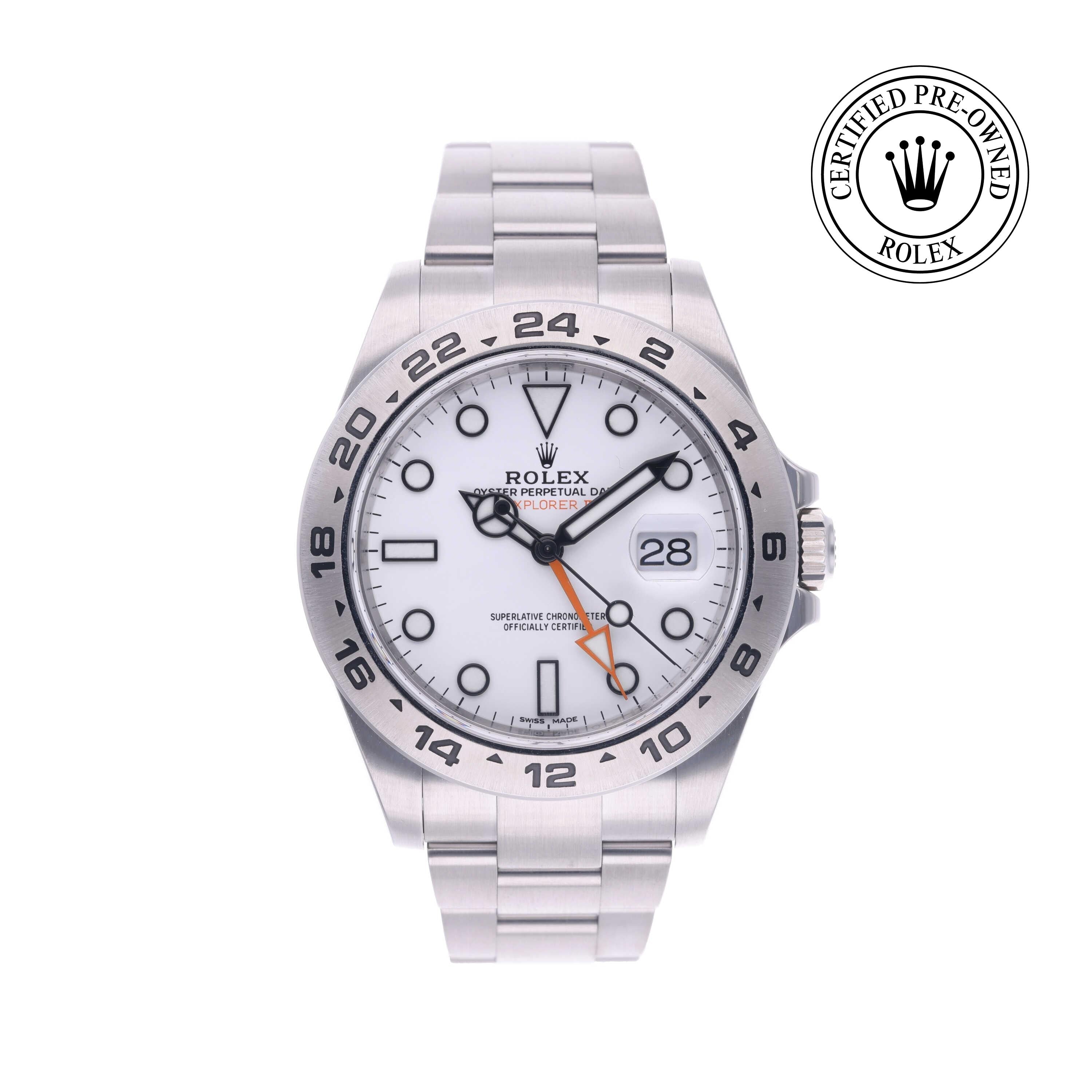 Rolex Certified Pre-owned Explorer M216570-0001 front on white background