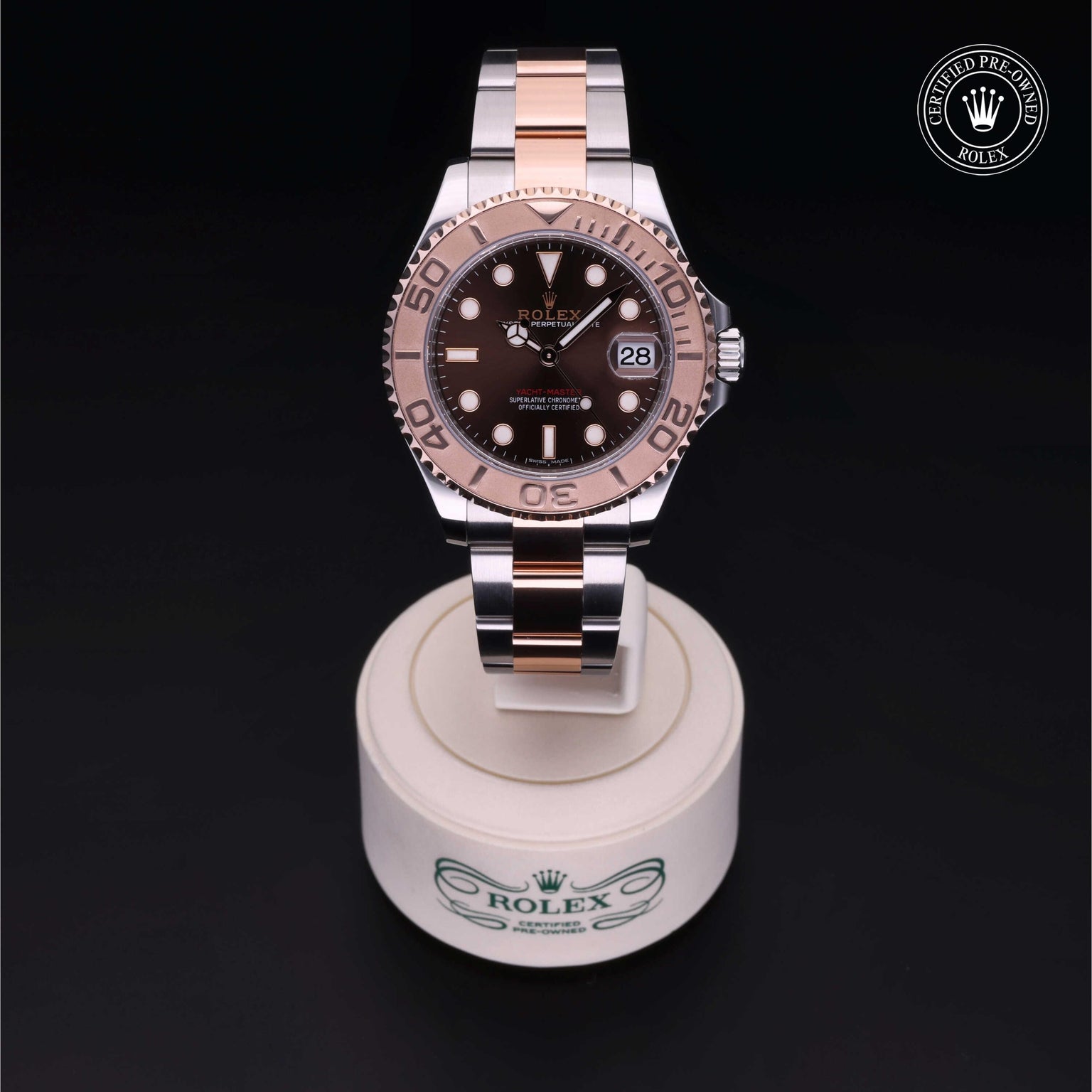 Rolex Certified Pre-owned Yacht-Master M268621-0003 front on black background