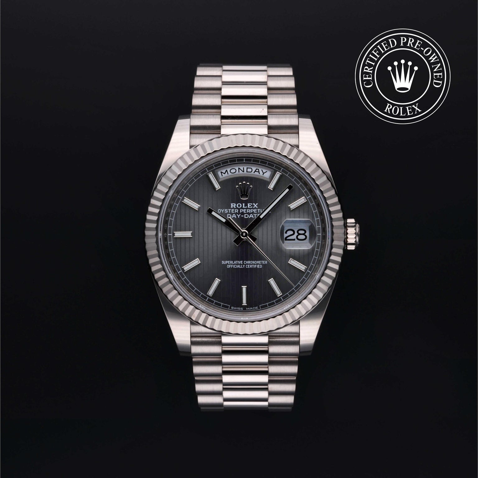 Rolex CPO Day-date M228239 front on white background