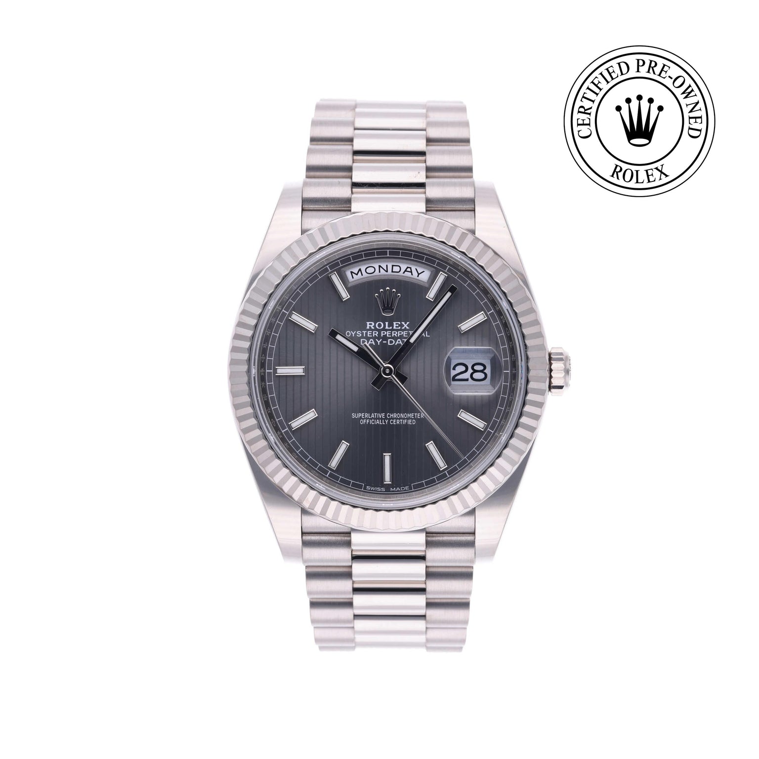 Rolex CPO Day-date M228239 front on white background