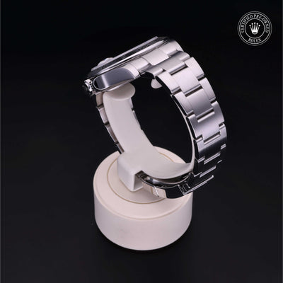 Rolex Certified Pre-owned Explorer II M216570-0001 front on black background