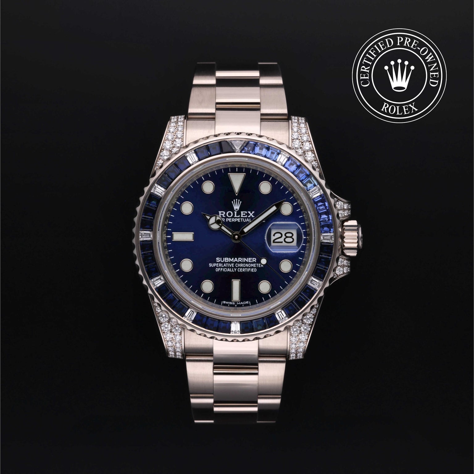 Rolex Certified Pre-owned Submariner M116659SABR-0001 front on black background