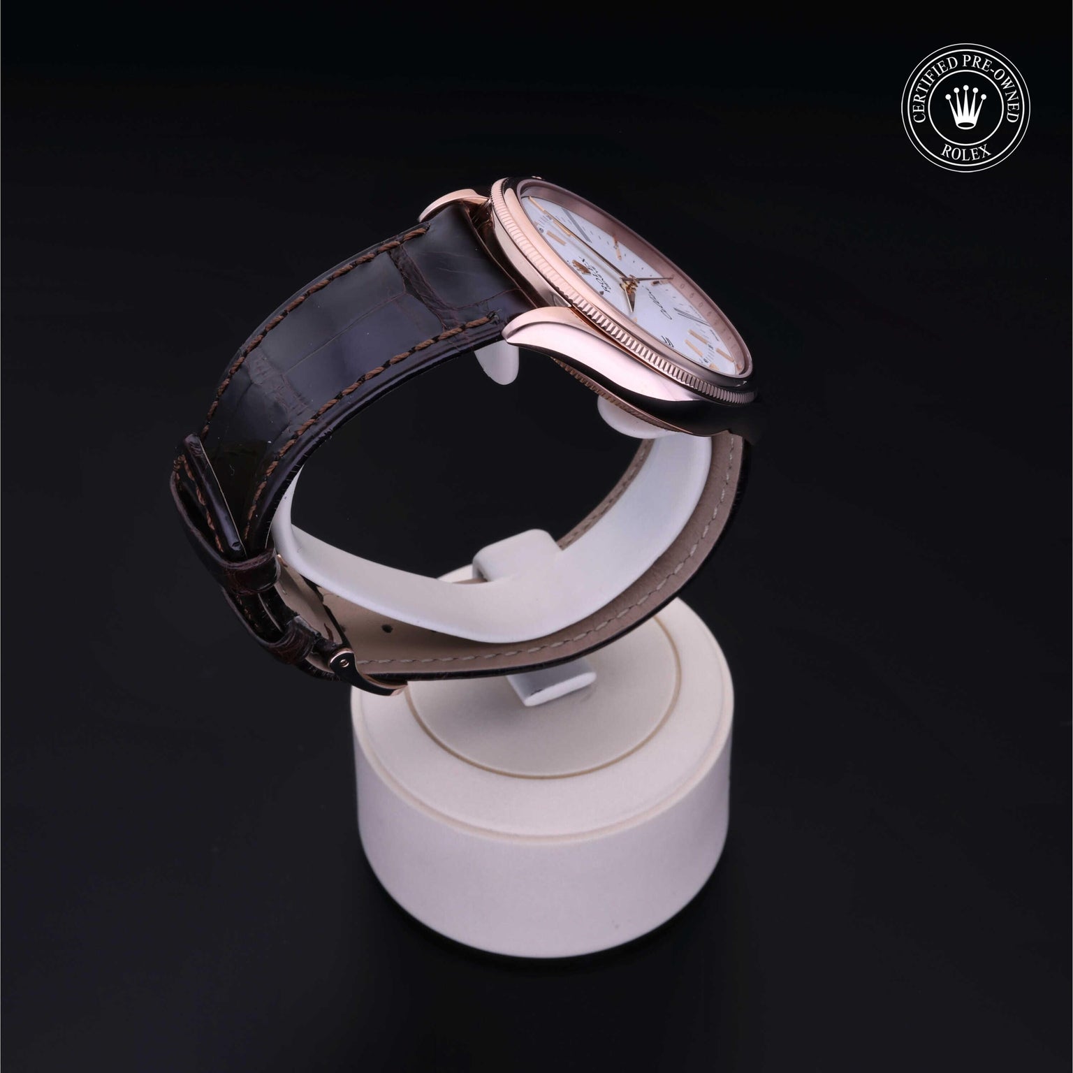 Rolex Certified Pre-owned Cellini M50505-0006 front on black background
