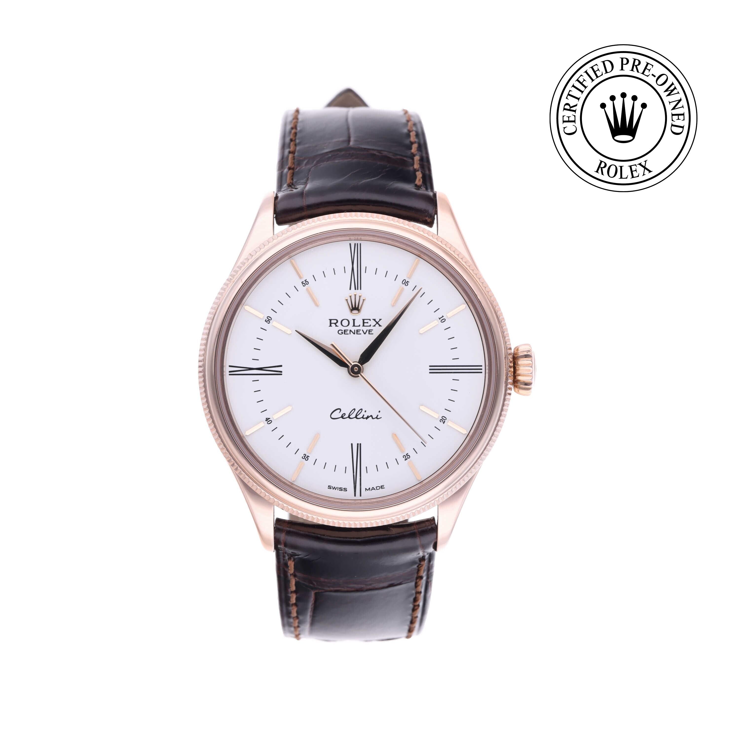 Rolex Certified Pre-owned Cellini M50505-0006 front on white background