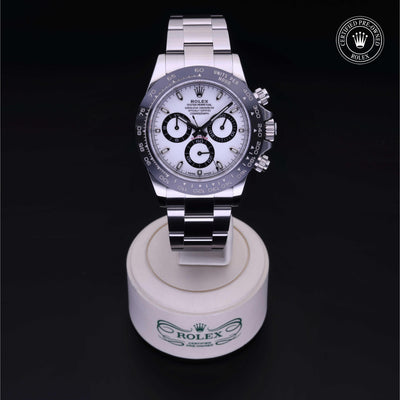 Rolex Certified Pre-owned Daytona M116500LN-0001 front on black background