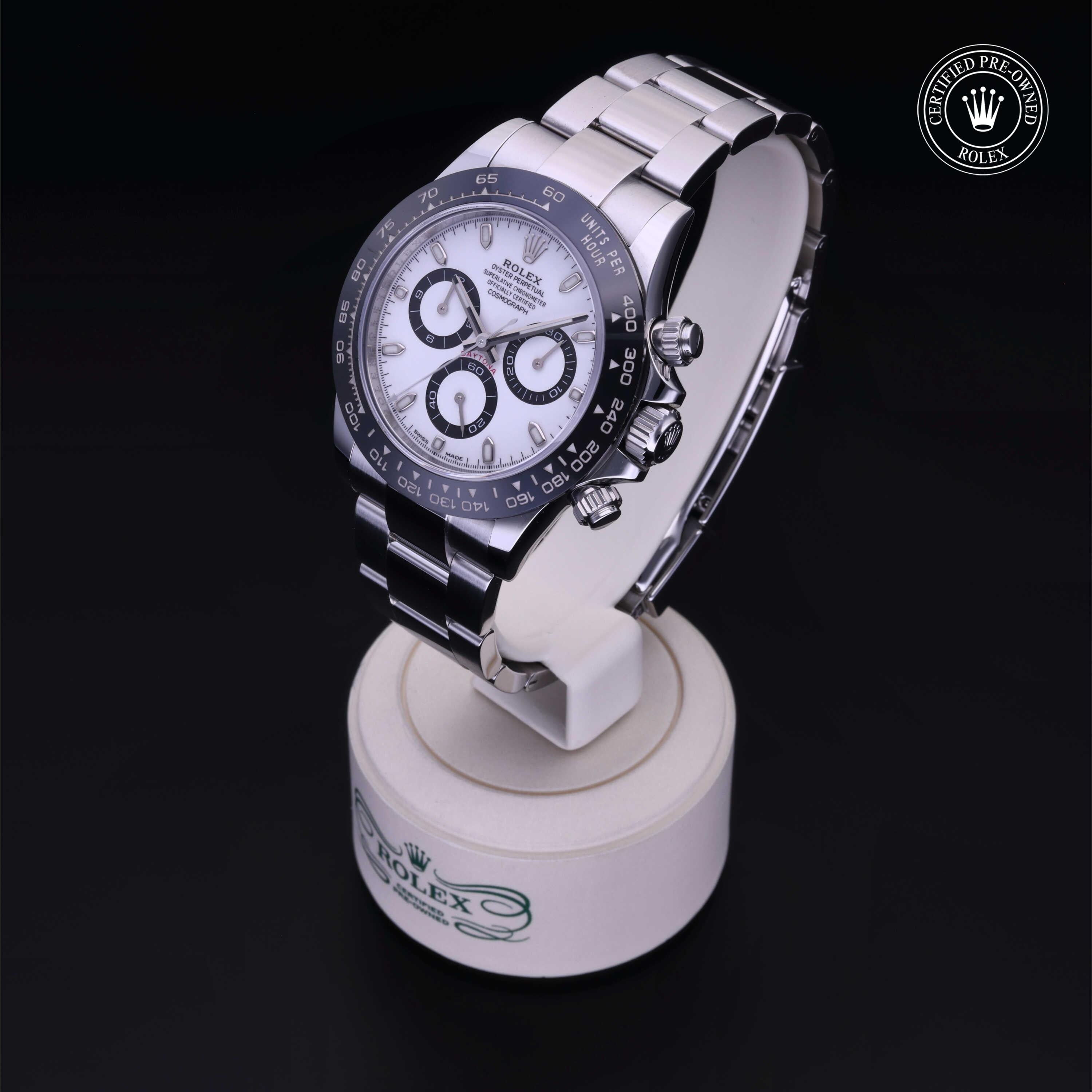 Rolex Certified Pre-owned Daytona M116500LN-0001 front on black background