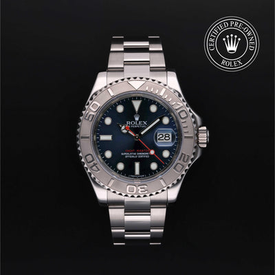 Rolex Certified Pre-owned Yacht-Master M116622-0001 front on black background