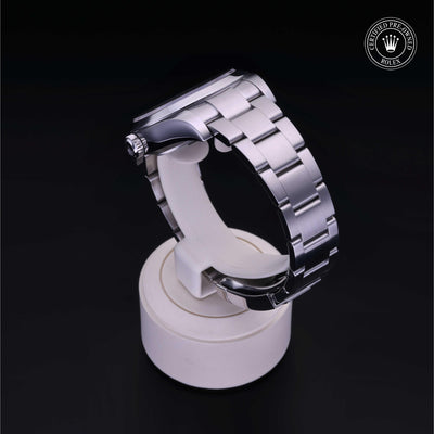 Rolex Certified Pre-owned Air-King M116900-0001 front on black background