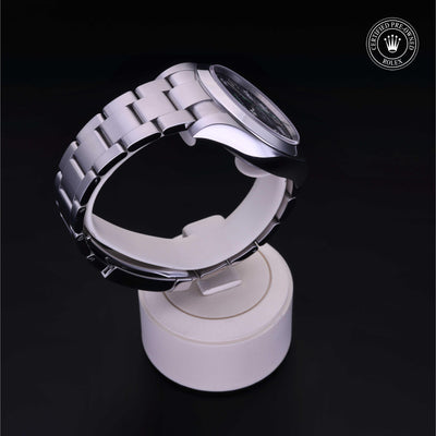 Rolex Certified Pre-owned Air-King M116900-0001 front on black background