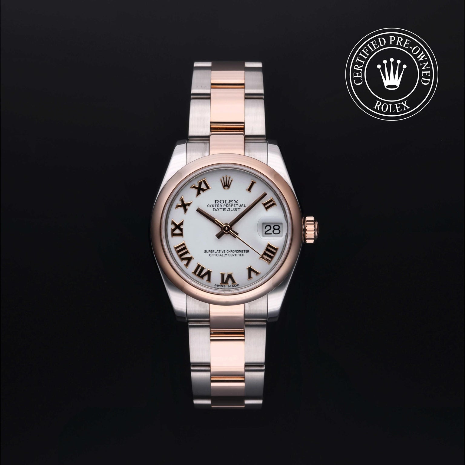 Rolex Certified Pre-owned Lady Datejust M178241-0068 front on black background