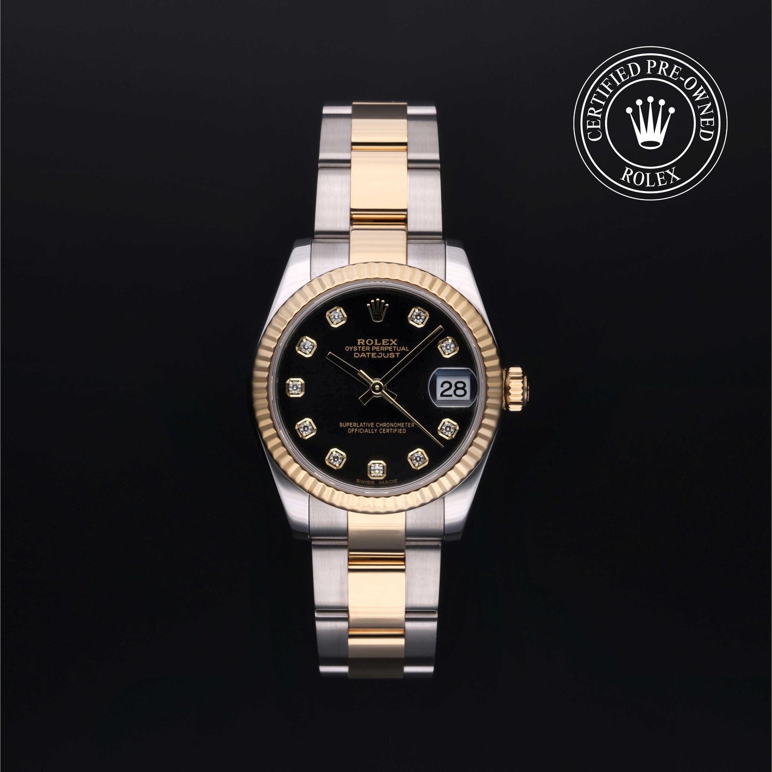 Rolex Certified Pre-owned Lady Datejust M178273-0045 front on black background