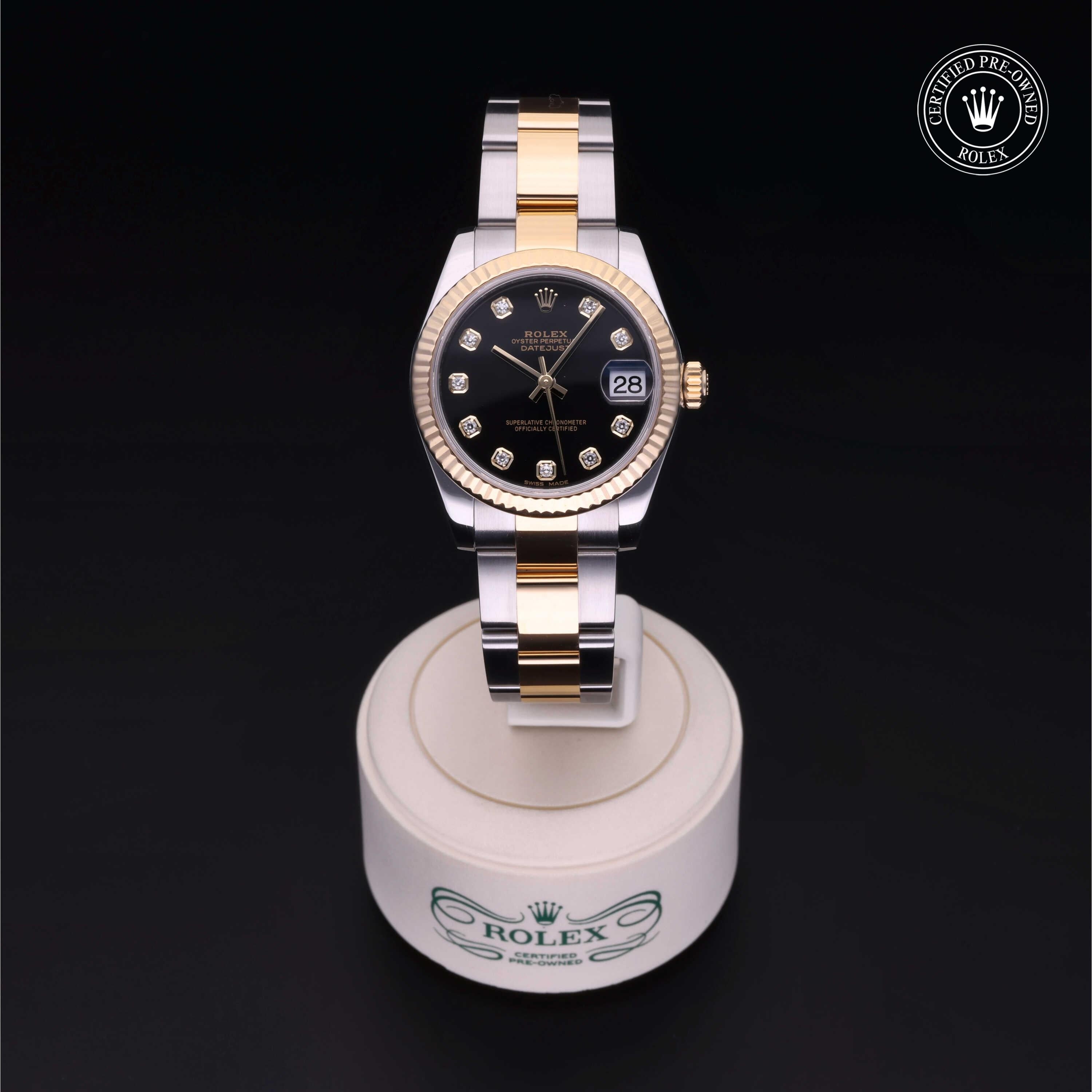 Rolex Certified Pre-owned Lady Datejust M178273-0045 front on black background