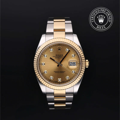 Rolex Certified Pre-owned Datejust M126333-0011 front on black background