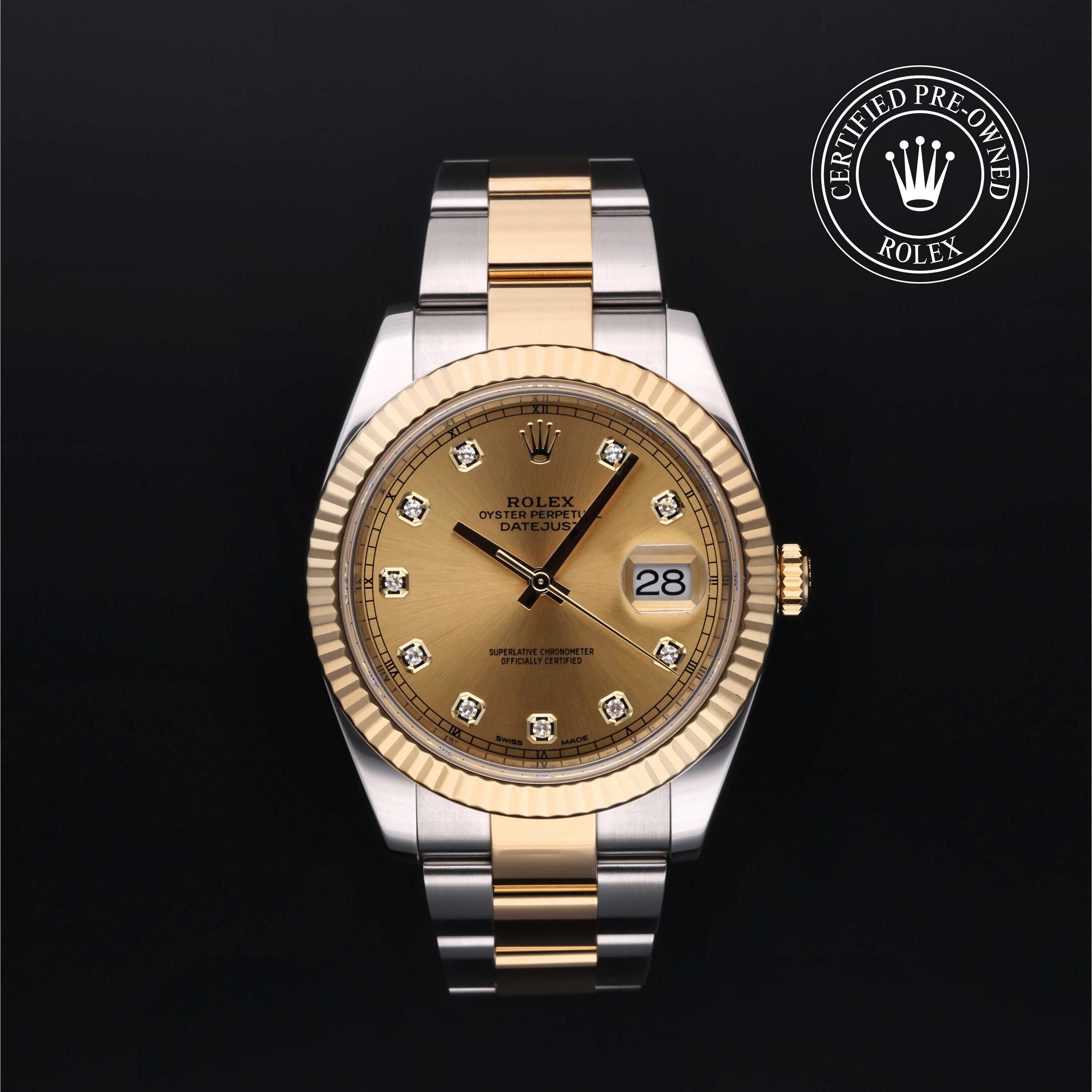 Rolex Certified Pre-owned Datejust M126333-0011 front on black background