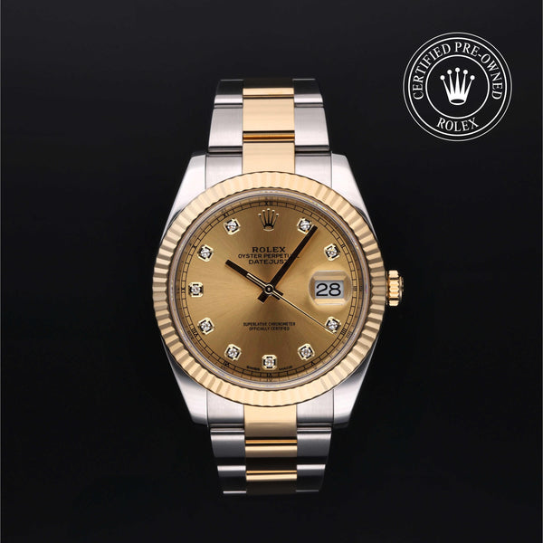 Rolex Certified Pre-owned Datejust M126333-0011 front on black background