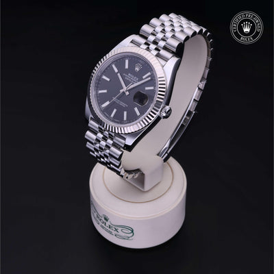 Rolex Certified Pre-owned Datejust M126334-0018 front on black background