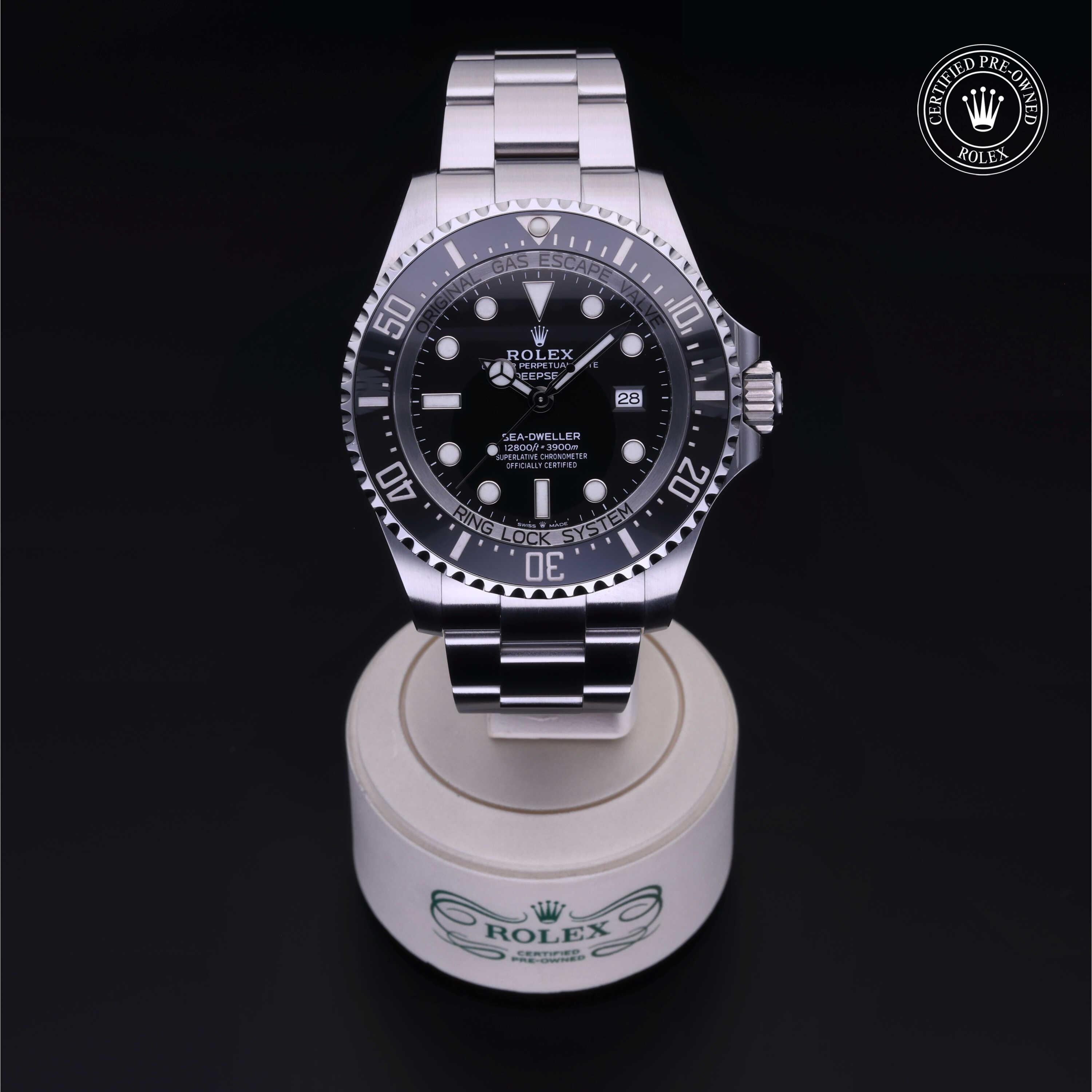 Rolex Certified Pre-owned Sea-Dweller M126660-0001 front on black background