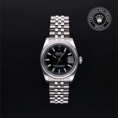 Rolex Certified Pre-owned Lady Datejust M178240-0016 front on black background