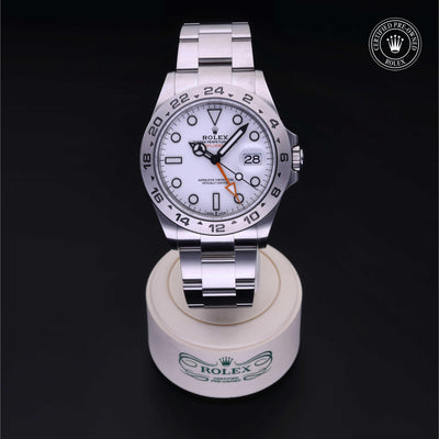 Rolex Certified Pre-owned Explorer M226570-0001 front on black background