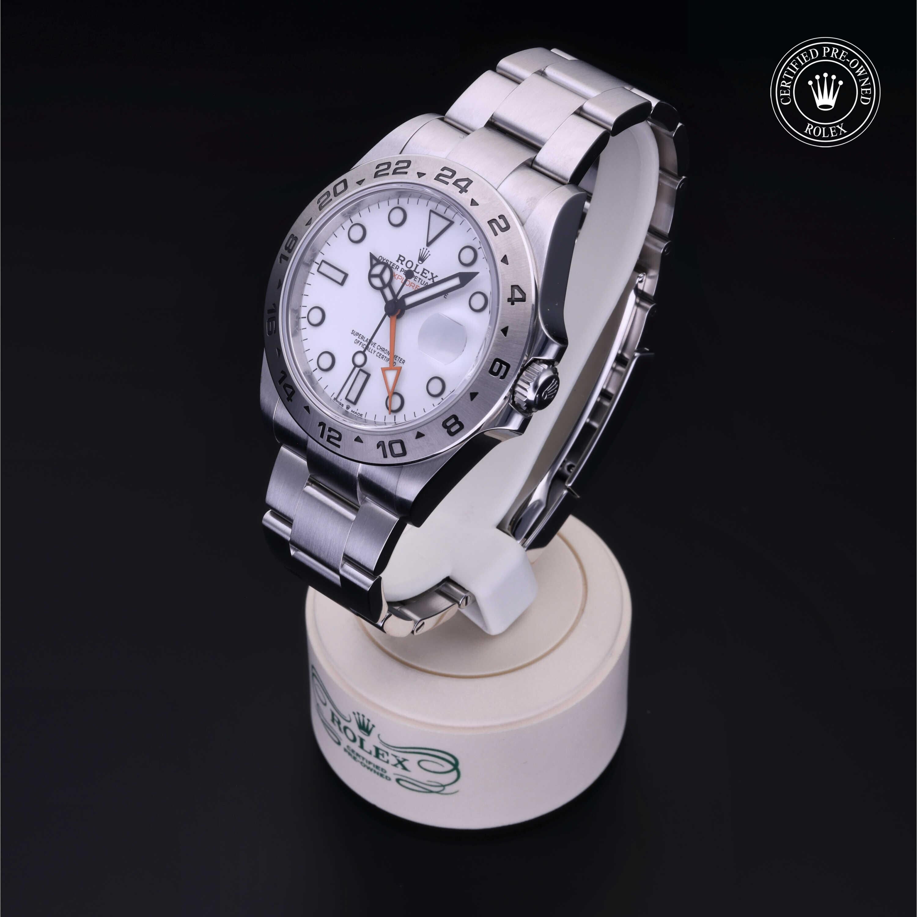 Rolex Certified Pre-owned Explorer M226570-0001 front on black background