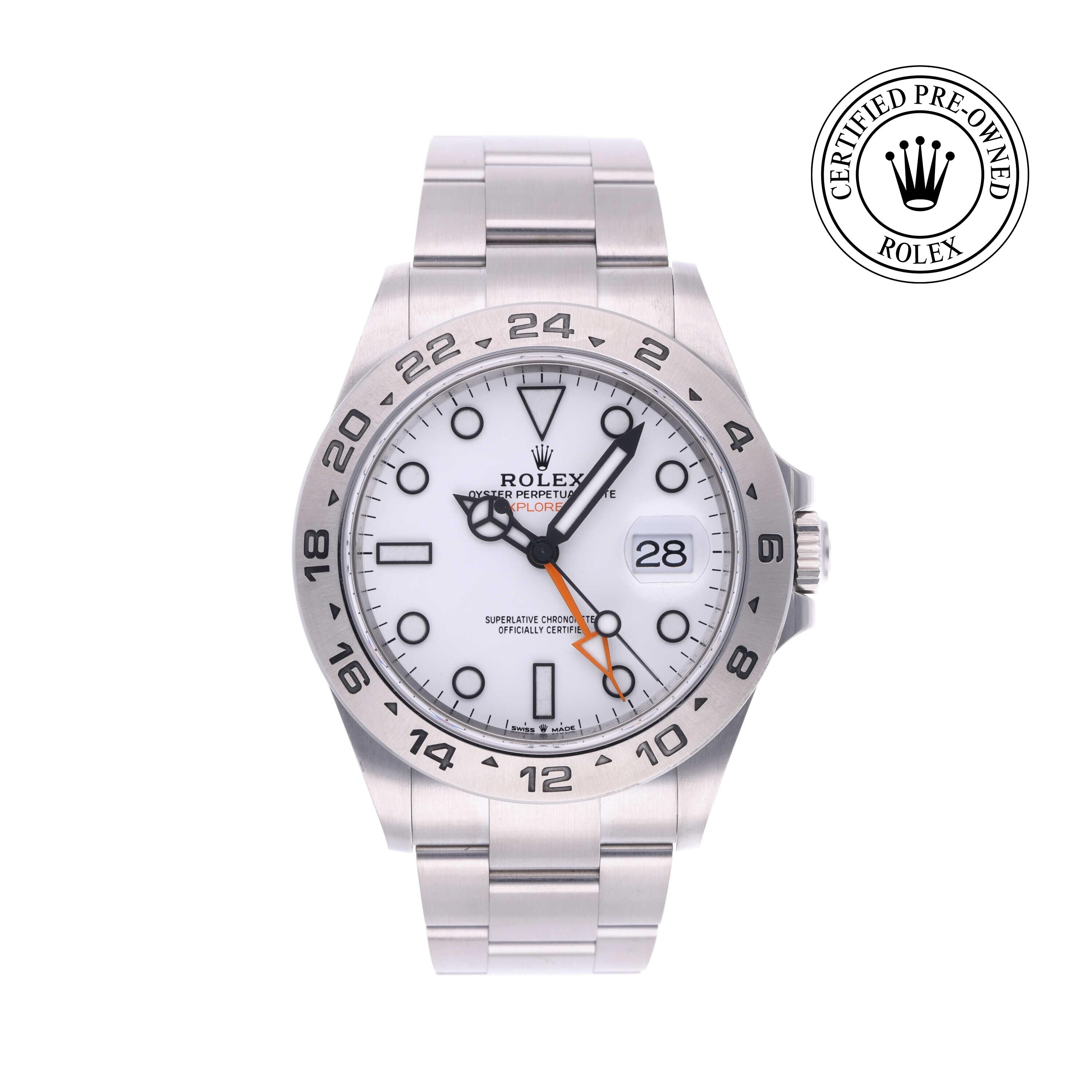 Rolex Certified Pre-owned Explorer M226570-0001 front on white background