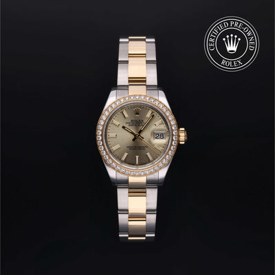 Rolex Certified Pre-owned Lady Datejust M279383RBR-0002 front on black background