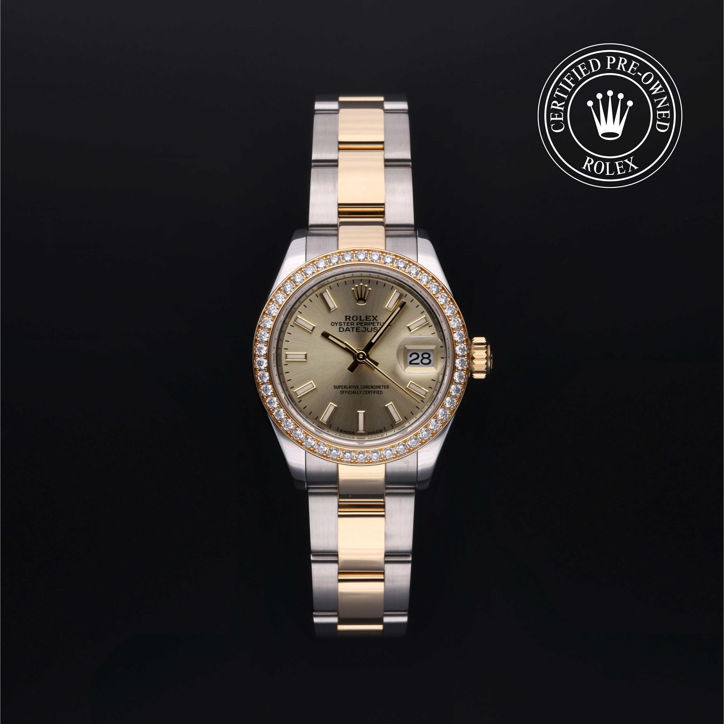 Rolex Certified Pre-owned Lady Datejust M279383RBR-0002 front on black background