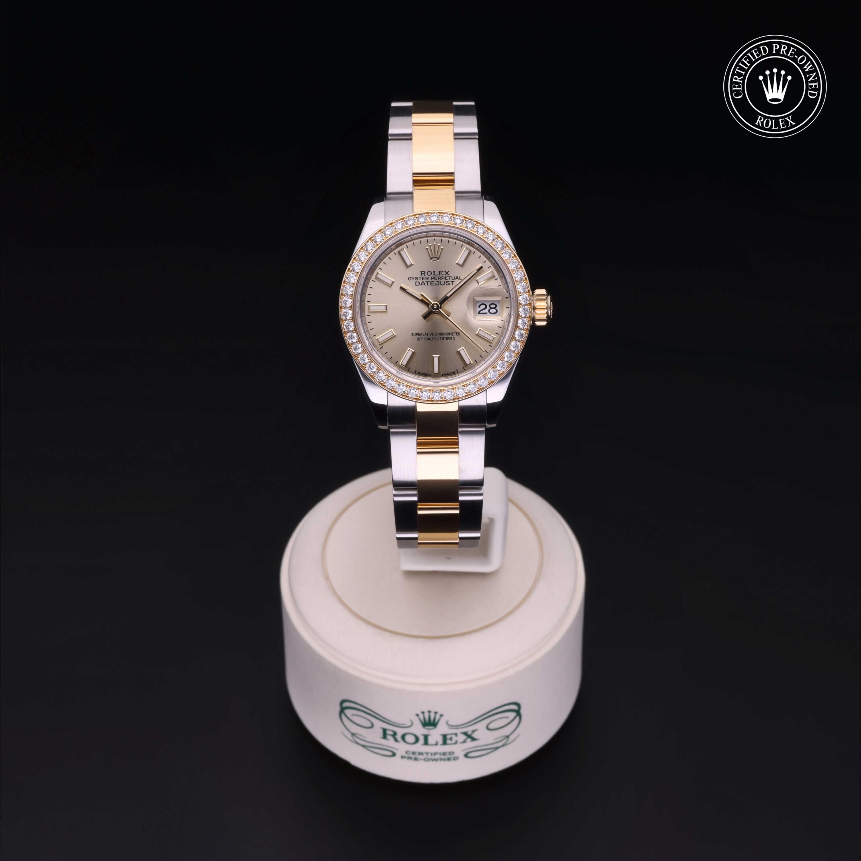 Rolex Certified Pre-owned Lady Datejust M279383RBR-0002 front on black background