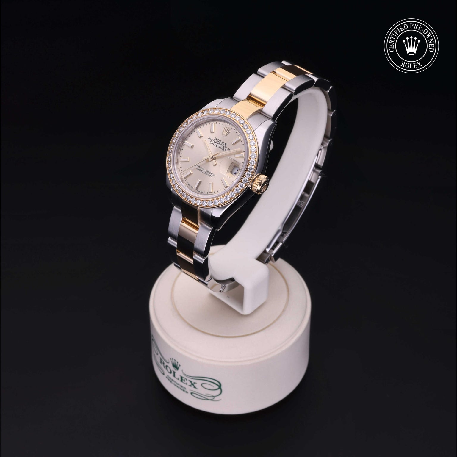 Rolex Certified Pre-owned Lady Datejust M279383RBR-0002 front on black background