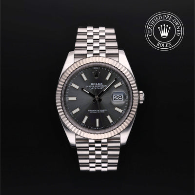 Rolex Certified Pre-owned Datejust M126334-0014 front on black background