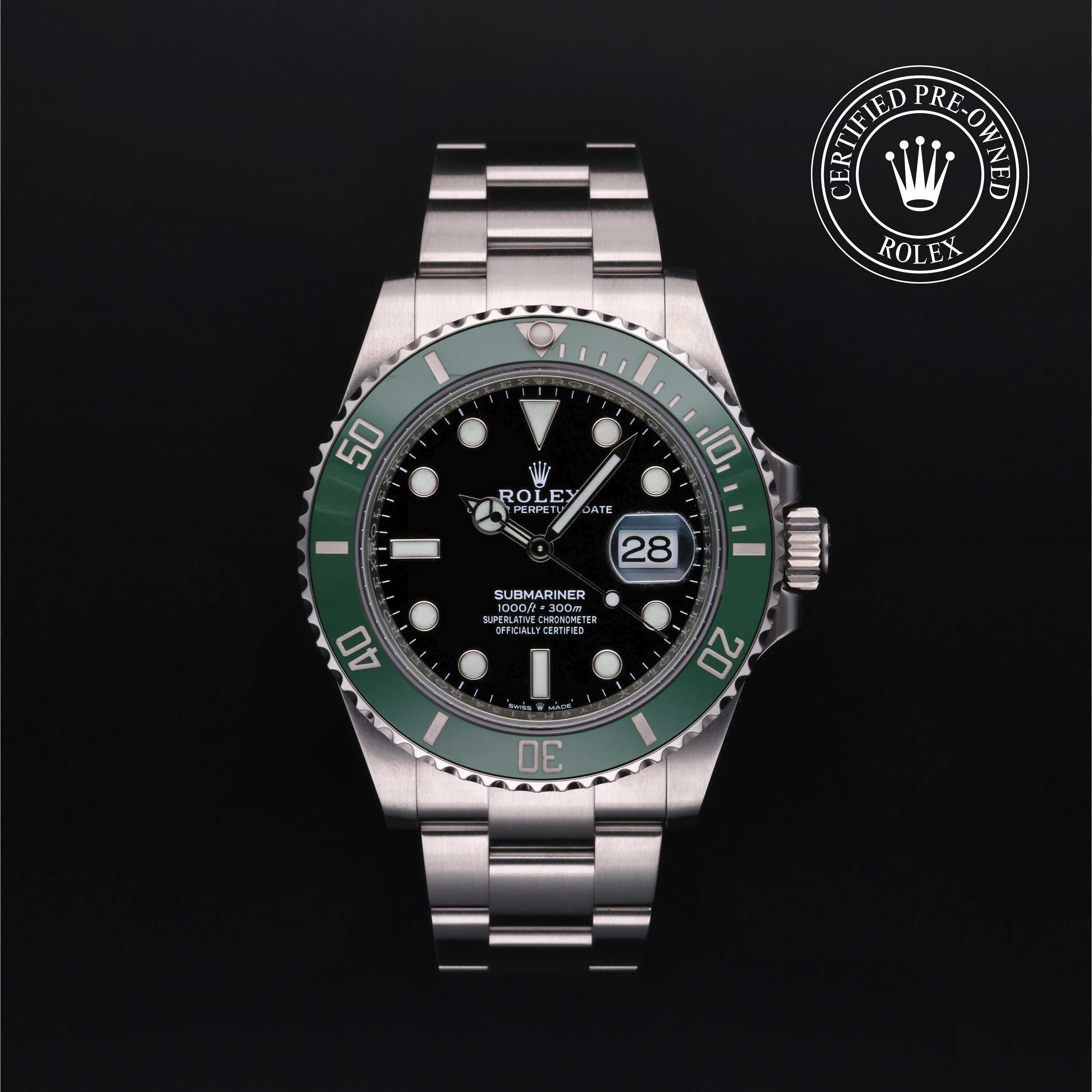 Rolex CPO Submariner M126610LV front on white background