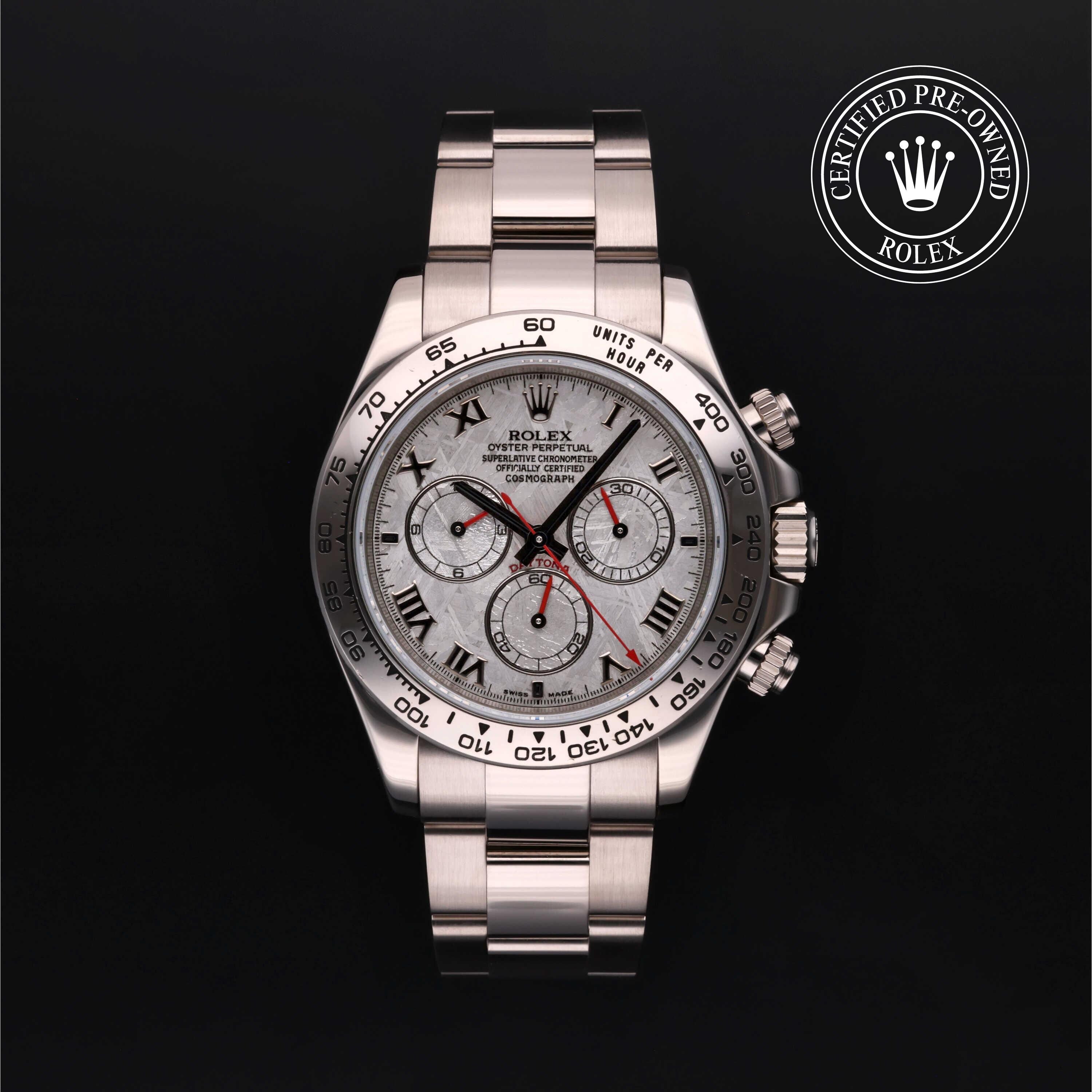 Rolex Certified Pre-owned Daytona M116509-0016 front on black background