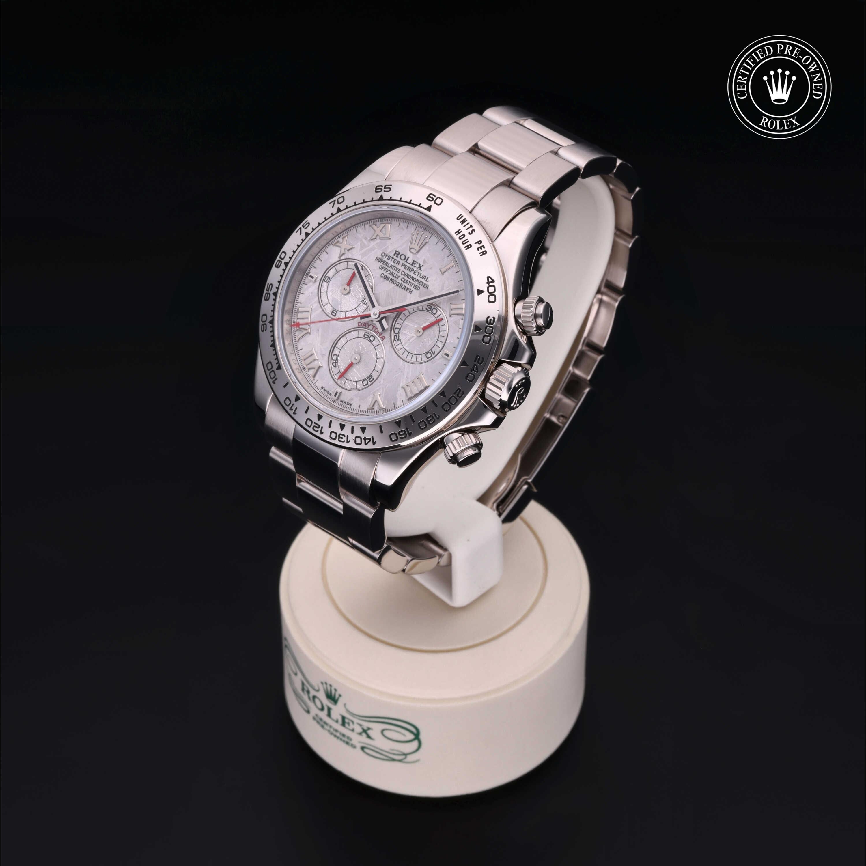 Rolex Certified Pre-owned Daytona M116509-0016 front on black background