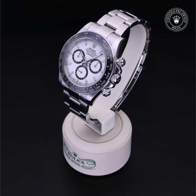 Rolex Certified Pre-owned Daytona M126500LN-0001 front on black background