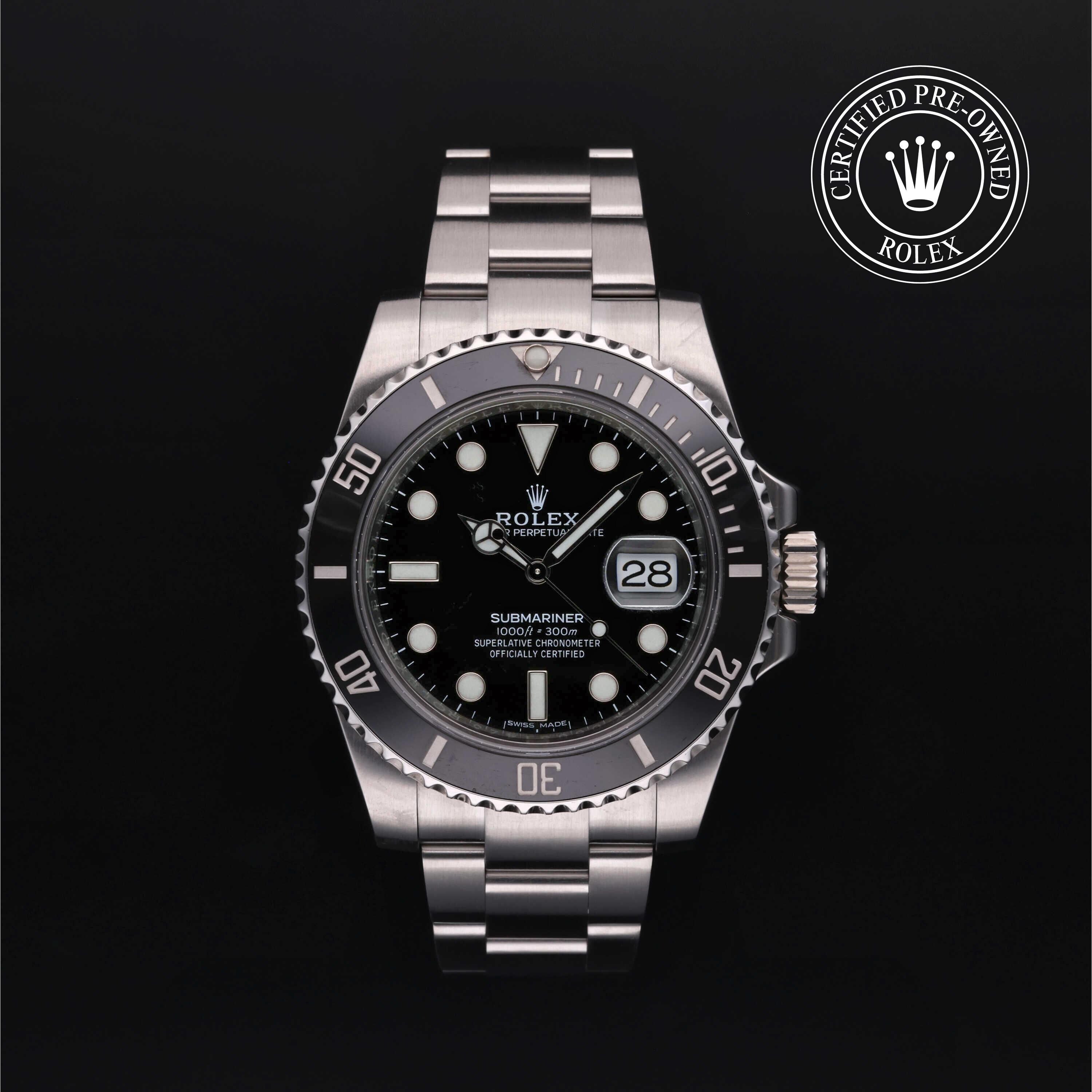 Rolex CPO Submariner M116610LN front on white background