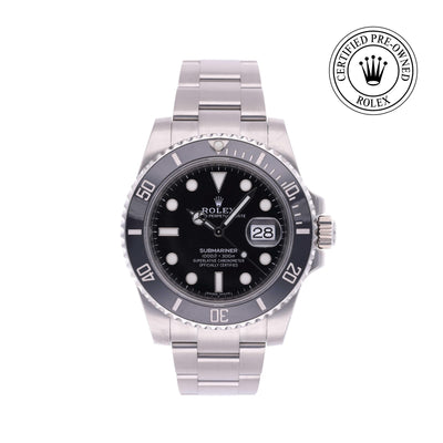 Rolex CPO Submariner M116610LN front on white background
