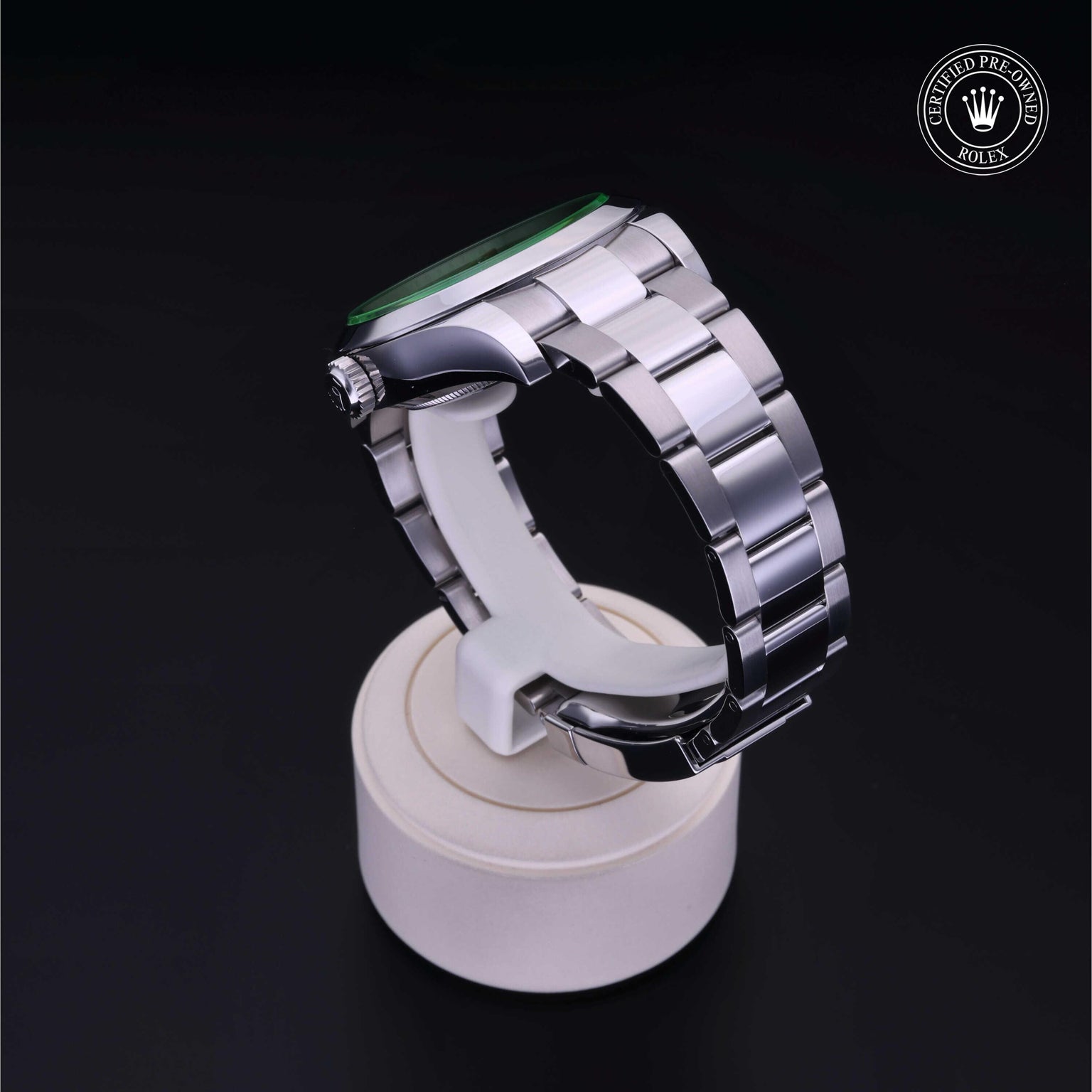 Rolex Certified Pre-owned Milgauss M116400GV-0001 front on black background