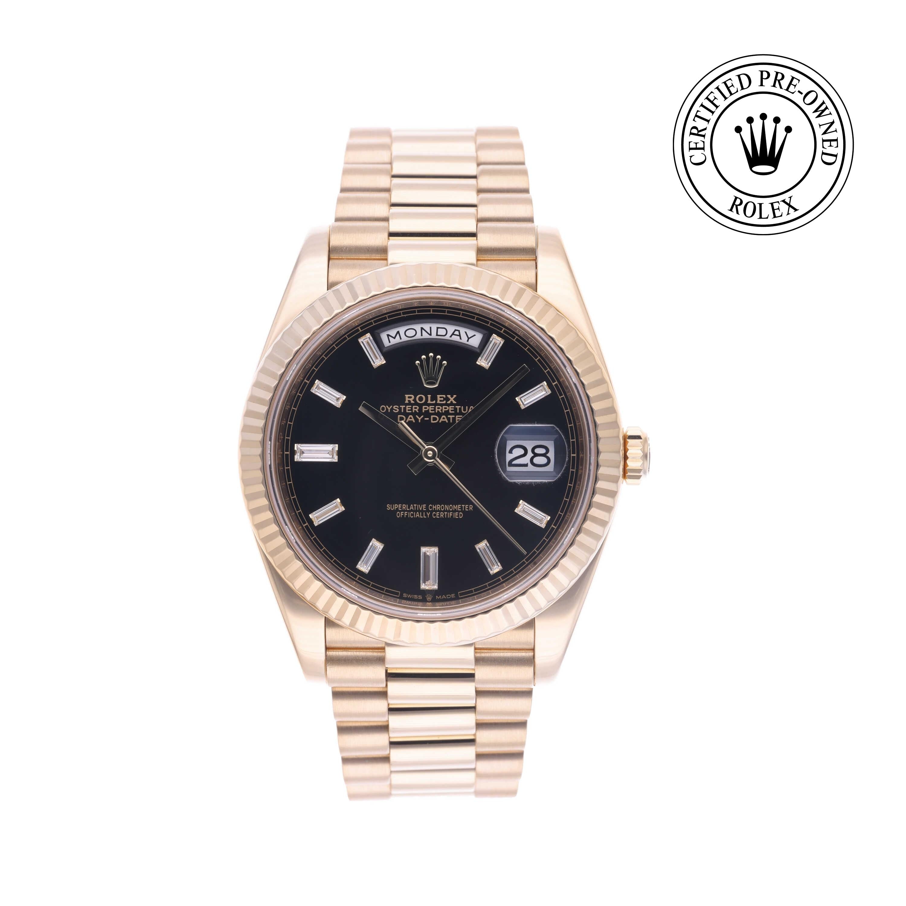 Rolex Certified Pre-owned Day-date M228238-0004 front on white background